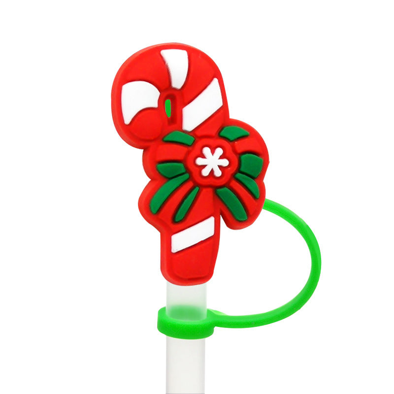 Wholesale 20pcs Cartoon Christmas Series Party Silicone Straw Caps Straw Decoration